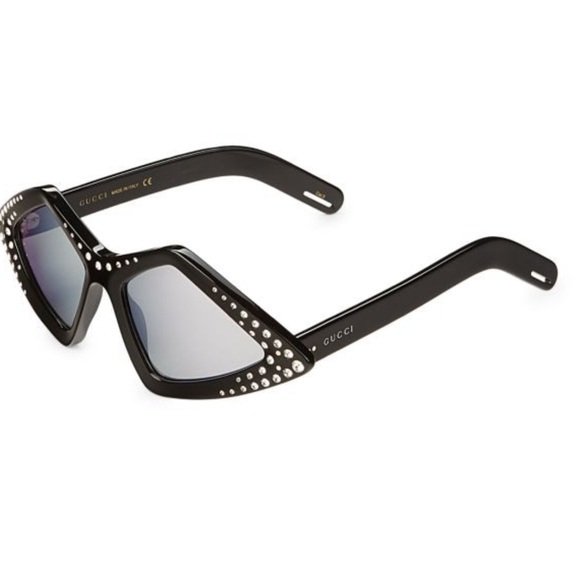 NEW Gucci Black Crystal Diamond Fashion Retro 59mm Sunglasses GG0496S 004